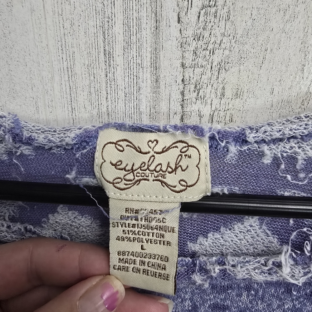 Eyelash Purple Blue Patterned Top Womens Size Large - Picture 4 of 6